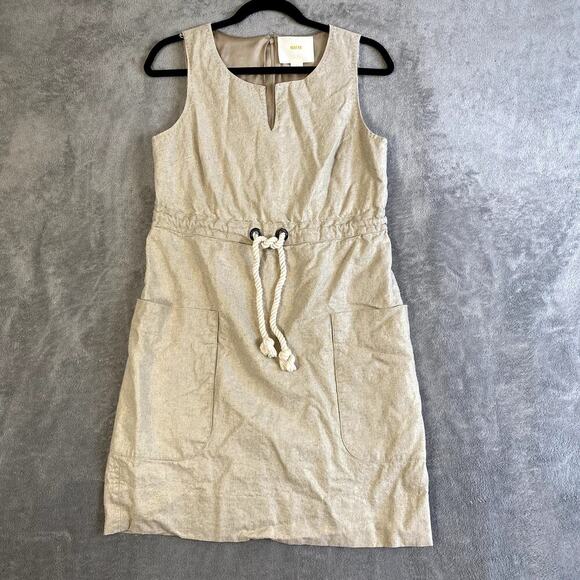 Maeve Anthropologie Size 4 Linen Shift Dress Burlap Peasant Boho FLaxen - Picture 1 of 13